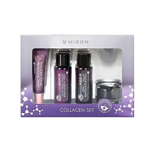 MIZON Marine Collagen Mini Travel Skincare Set Unscented - Toner, Emulsion, Face & Eye Cream