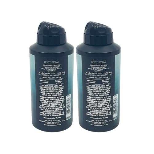 Men's Freshwater Body Spray Set - Deodorizing Rejuvenating Scent, 3.7 Oz x 2, Alps-Inspired Fragrance
