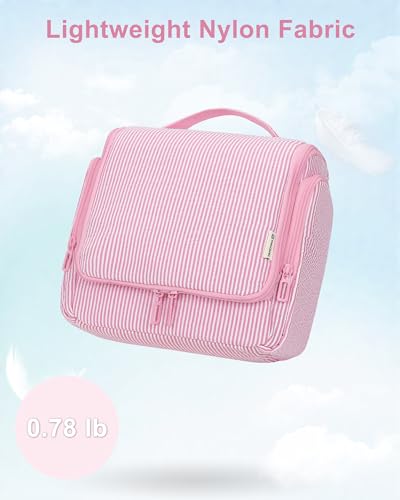 Relavel Pink Large Travel Hanging Toiletry Bag for Women & Kids