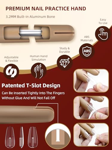Practice Hand for Acrylic Nails - Tips Won't Fall Off Mannequin Hand - Practice Kit - NIQZOPA
