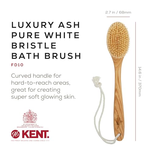 Kent FD10 Ashwood Back Scrubber for Shower & Bath Exfoliator - Boar Bristle Body Brush