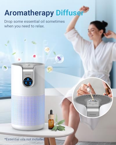White Large Room Air Purifier with Aromatherapy and HEPA Filter - Covers 1500ft²