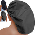 3 Pcs Super Jumbo Adjustable Satin Lined Shower Caps for Long Hair & Braids, Extra Large Shower Cap for Women & Men, Reusable XL with Waterproof Edge for Dreadlocks, Locs (Black)
