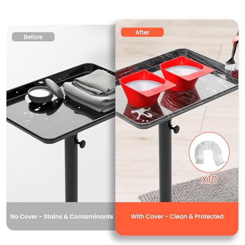 TASALON Rolling Salon Cart, Mobile Styling Station with Wheels Aluminum Rolling Tray Trolley for Salon Essentials, Adjustable Height or Hairstylist Tray with 10 PCS Disposable Salon Tray Cover