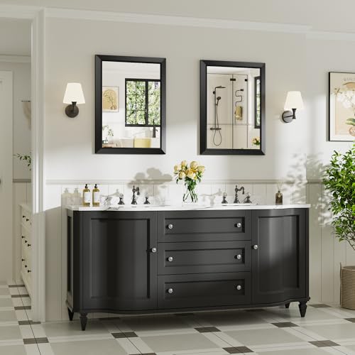 Briivue 22x30 Black Bathroom Mirror for Over Sink - 2 Pack, Modern Beveled Frame