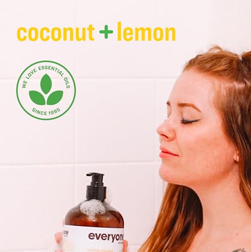 Everyone 3-in-1 Coconut & Lemon Body Wash, Bubble Bath & Shampoo 32oz Pack of 2 - Hypoallergenic & Eco-Friendly