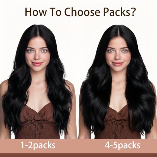 Black Tape-In Hair Extensions 20 Pcs 50g/Pack Natural Black 12 Inch Seamless Weft