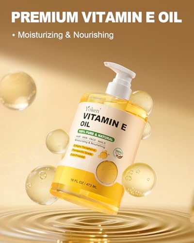 Vitamin E Oil for Skin 16 Oz - Organic Face & Body Moisturizer - Cold Pressed & Cruelty-Free - Pack of 1