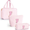 Pink Personalized Toiletry & Makeup Bag Set for Teen Girls - Fystdtote