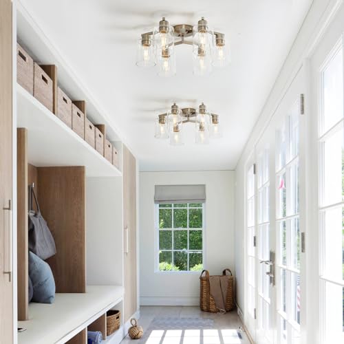 DIDUIO Brushed Nickel 6-Light Semi-Flush Ceiling Light Modern Kitchen & Living Room Fixture