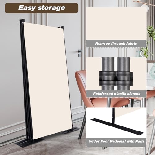Beige 4-Panel Folding Room Divider with Wider Feet - 34" CHOSENM