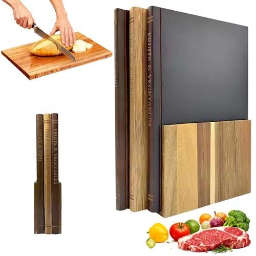 Book Shaped Cutting Board Set with Stand - Acacia Wood, 3 Pieces, Variation 1