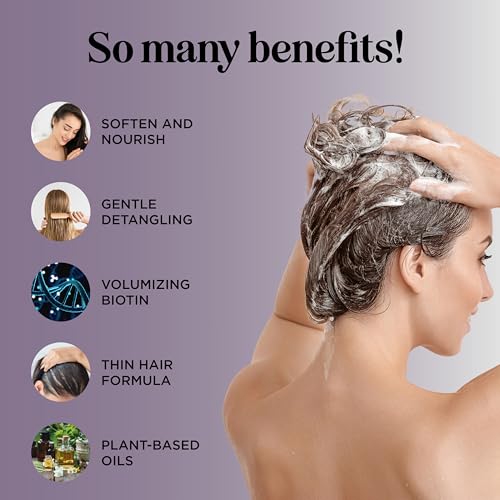 Biotin Shampoo and Conditioner Set for Thinning Hair - Sulfate & Paraben Free, Natural Hair Growth - 16 Fl Oz