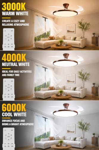 PixMove 42-Inch Retractable Ceiling Fan with Lights, Remote, 3-Color Temp, 6-Speed Silent Motor