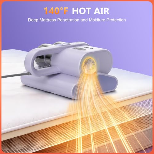 Purple Mattress Vacuum Cleaner with UV-C Light, 16Kpa Suction Bed & Sofa Dust Remover