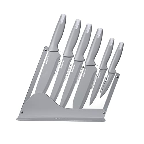 7-Piece Ceramic Coated Kitchen Knife Set in Acrylic Stand - Grey