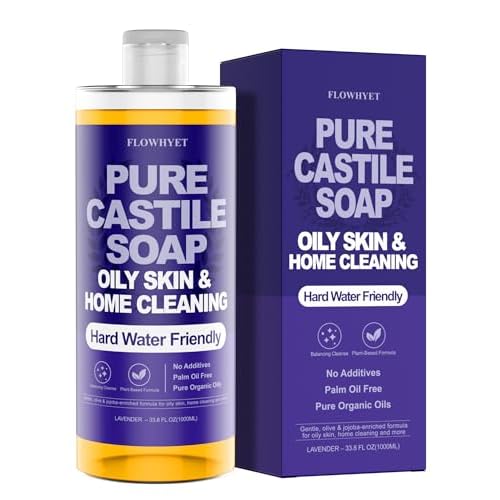Organic Castile Soap, Liquid Hand Soap Refill, Natural For Hand, Body Wash, Face, Laundry, Dishes, Home Cleaning - Lavender 32 Fl Oz