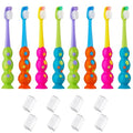 Kids Toothbrush 8 Pack - Soft Contoured Bristles, Child Size, Multi-Color with Suction Cup - Girl & Boy Set (3-10 Years)