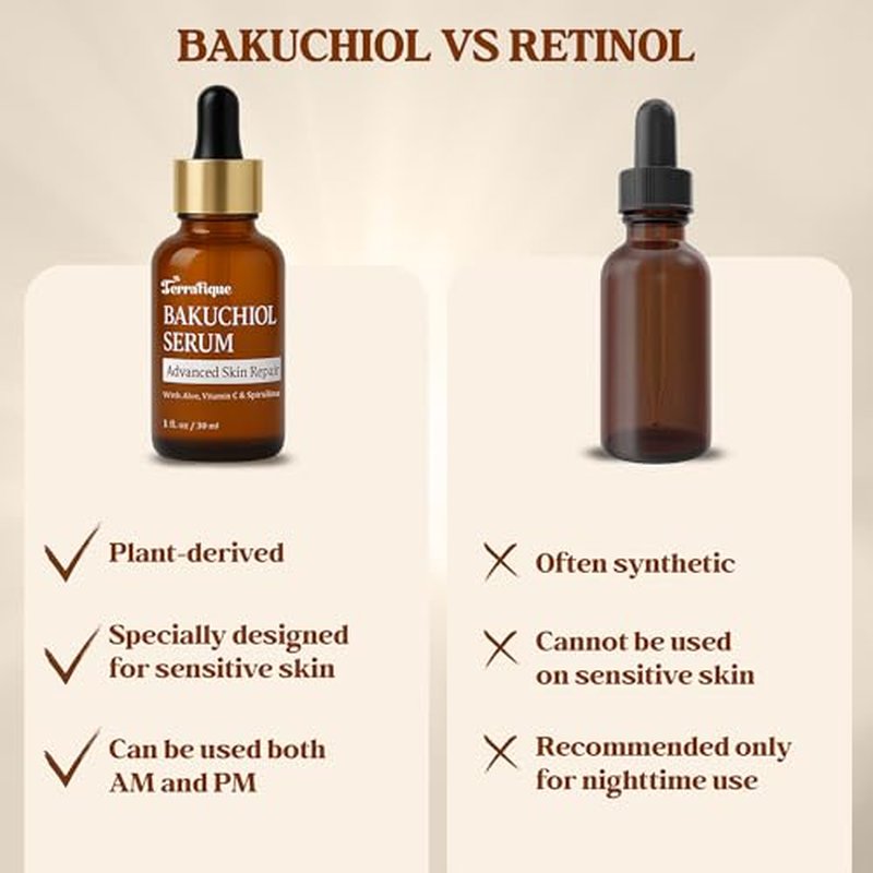 Bakuchiol Serum for Face - Retinol Alternative for Sensitive Skin - Contains Aloe, Centella, Spirulina - Bakuchiol Serum - Plumping, Anti Aging - Pore Minimizer - 1 Fl Oz - 2 Pack