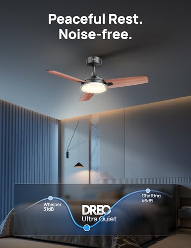 DREO Black 42-Inch Smart Ceiling Fan with Lights & Remote