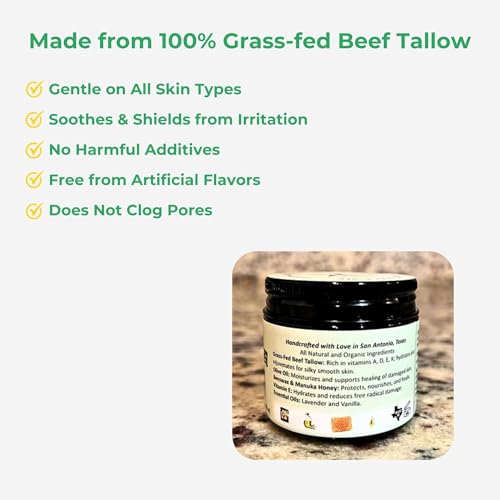 Whipped Tallow Balm ? Face & Body Moisturizer for Men & Women | Grass-Fed Tallow with Sandalwood & Vanilla | Healing Balm for Dry, Cracked Skin | 2 oz by MIRMEN