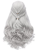 Daenerys Targaryen Wig for Game of Thrones Khaleesi Long Curly Wavy Silver Gray
