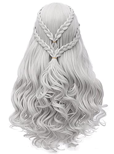 Daenerys Targaryen Wig for Game of Thrones Khaleesi Long Curly Wavy Silver Gray