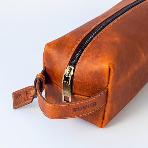 Havana Leather Toiletry Bag for Men - Full-Grain Bovine Dopp Kit, Travel Organizer