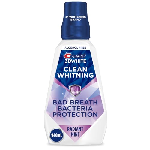 Crest 3D White Mouthwash, Alcohol-Free Radiant Mint, 946 mL (32 oz) Triple Pack