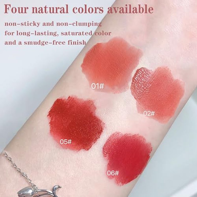 4 Colors Velvet Matte Liquid Lipstick set, Cute Rabbit Lip Glaze 2 in 1 Key Chain Lip Gloss Lip Stain, Waterproof Non-Stick Cup Long Lasting Lip Clay Cute Lip Makeup for Girls