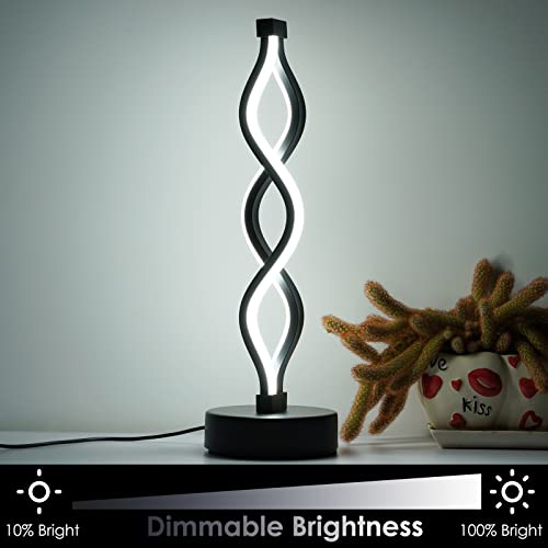 NUÜR Black Bedside Lamps Set of 2 Dimmable LED Nightstand Lamps for Bedroom & Living Room - Infinity Spiral Design