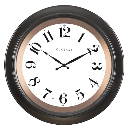 18 Inch Illuminated Wall Clock with Light Sensor - Modern Large Decorative Timepiece - Oil Rubbed Bronze Variation