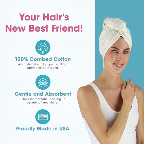 Hair RePear 29x45 Natural Cotton Hair Towel - Anti-Frizz, Gentle & Absorbent