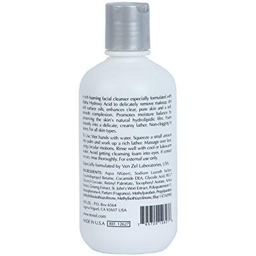 REXSOL AHA Foaming Facial Cleanser Gel with Vitamin E, 240 ml