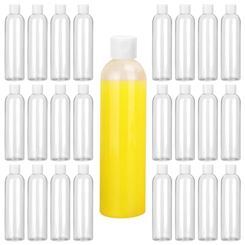 25 Pack 8 oz Plastic Travel Bottles with White Flip-Top Caps, BPA-Free for Liquids