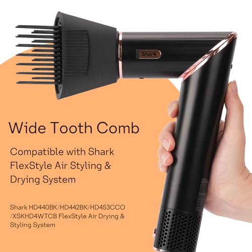 Wide Tooth Comb for Shark FlexStyle - Anti-Frizz & Smoothing, Black