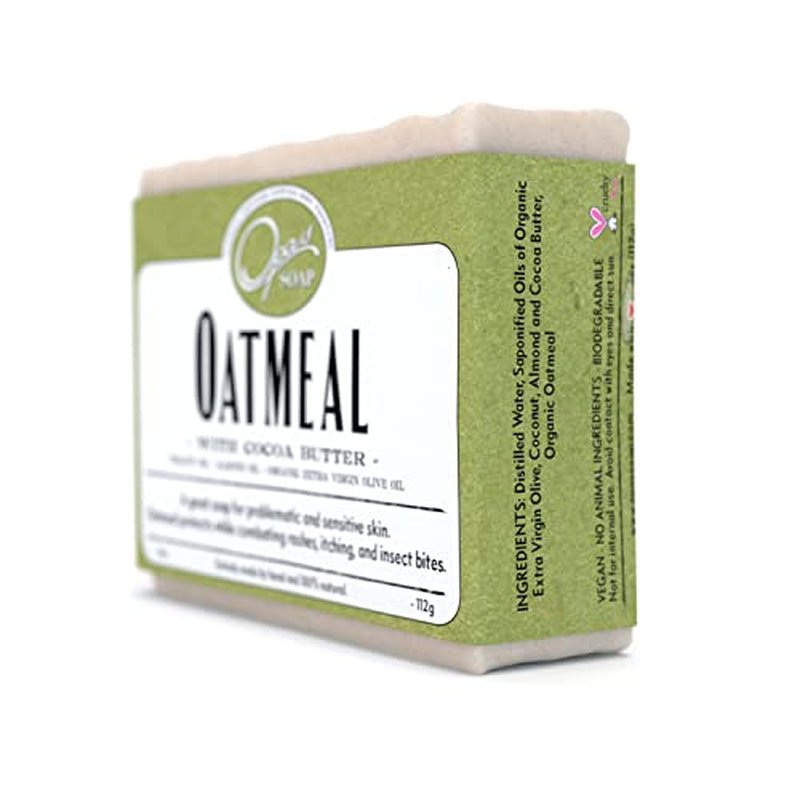 100% Natural Oatmeal Soap - UNSCENTED - with Organic Cocoa Butter and Organic Oats - Great for Sensitive Skin, Eczema or Psoriasis - For ALL skin types - Stops the itching and irritation
