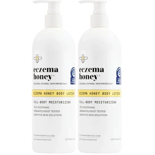 ECZEMA HONEY Oatmeal Body Lotion - Hand & Body Cream for Eczema Relief - Natural Dry Skin Repair (16 Oz) (Pack of 2)