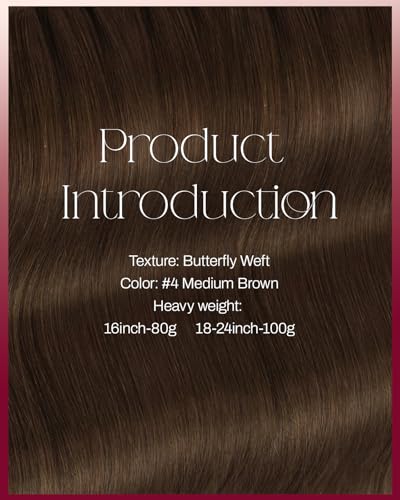Moresoo Butterfly Weft Hair Extensions - Medium Brown, 14 Inch, 50g, Variation of THIS listing