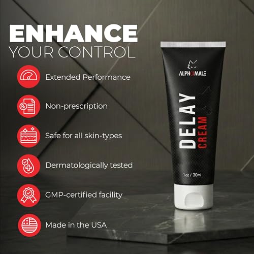 AlphaMale Premium Delay Cream - Last Longer in Bed for Men - Desensitizing Topical Gel