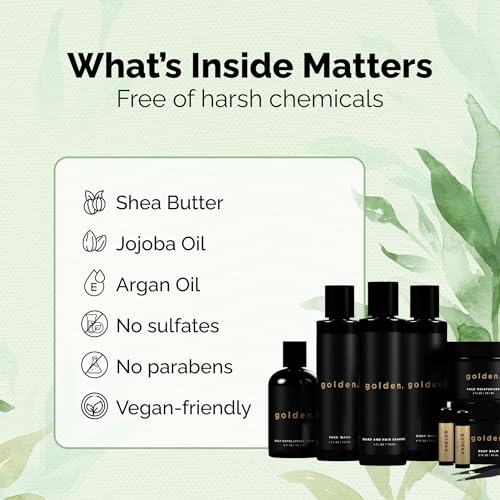 Golden Grooming The Unbearded Bundle ? Clean Face & Fresh Skin Essentials for Black Men | Beard & Hair Shampoo, Body Wash, Balm & More!
