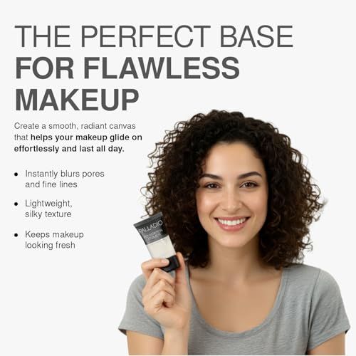 Palladio Foundation Primer, Lightweight and Velvety Primer with Aloe Vera and Chamomile, Wear Alone or As Foundation Base, Minimizes Fine Lines and Pores, Helps Makeup Last Longer, 0.674 oz Clear