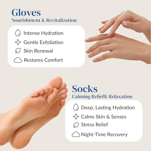 Epielle Hand & Foot Masks Set - Moisturizing Gloves & Socks for Dry Skin, Self-Care Gifts