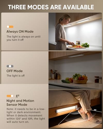 MCGOR Silver 14.7 Inch Wireless Motion Sensor Under Cabinet LED Light 5 Pack