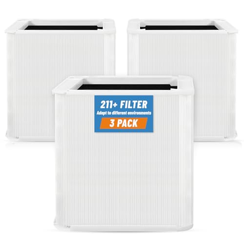 3 Pack Air Purifier Filters Compatible with Blue Pure 211+ - Replacement HEPA & Activated Carbon