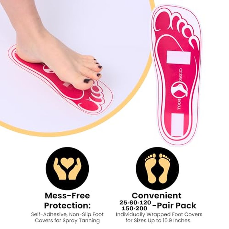 60Pairs(120Feets) Disposable Stick Spray Tanning Feet Pads Perfect for preventing spray tan solution,Deluxe & Hygienic Spray Tan Feet Pads-Ideal for Salons and Spas or Home,Easy to Apply