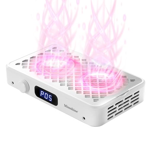 Missshine Nail Dust Collector with Dual Turbines 7000RPM, 5-Speed Nail Fan & Filter Papers