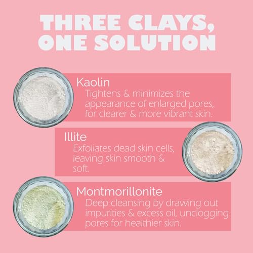 Detox Green Clay Mask for Face - 3-Clay Blend with Kaolin Volcanic Clay - Deep Pore Cleansing, Removes Excess Oil, Tightens Pores - Oil-Free, Paraben-Free