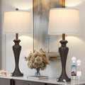 CINSARY 30-Inch Brown Set of 2 Modern Touch Control Table Lamps with USB & AC Outlet