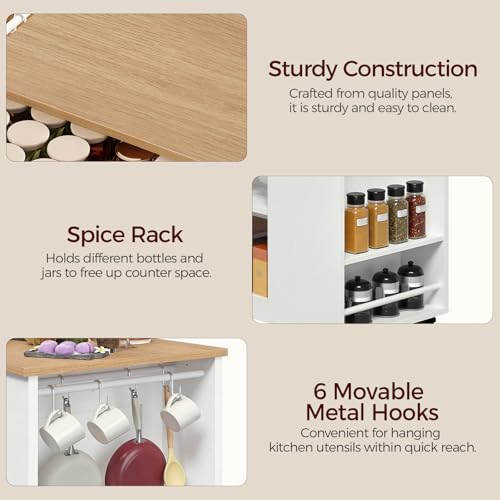 Kitchen Island Cart with Drawer & Open Shelves - Mobile Storage on Wheels